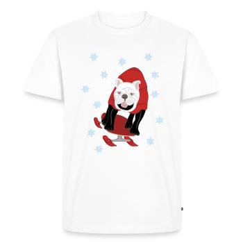Chien de skateboard de neige, carlin, bouledogue, sport cool - T-shirt Premium bio Homme - blanc - Devant - Nico (187cm)