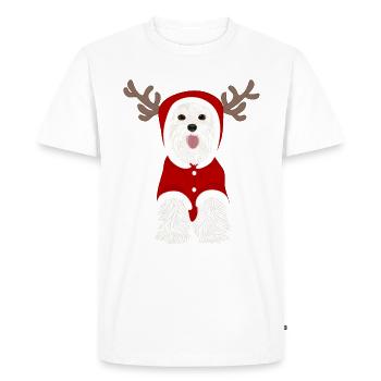 White Terrier Santa Claus Costume Bois de renne - T-shirt Premium bio Homme - blanc - Devant - Nico (187cm)