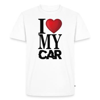 J'AIME MA VOITURE t-shirt cadeau voiture amour humour - T-shirt Premium bio Homme - blanc - Devant - Nico (187cm)