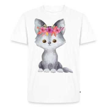 Loups animal enfant des animaux bébé fleur couronne - T-shirt Premium bio Homme - blanc - Devant - Nico (187cm)