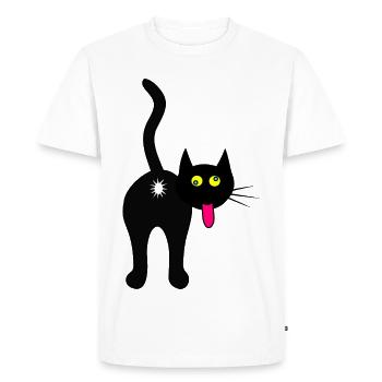 Chat par derrière, chat cool, chat noir - T-shirt Premium bio Homme - blanc - Devant - Nico (187cm)