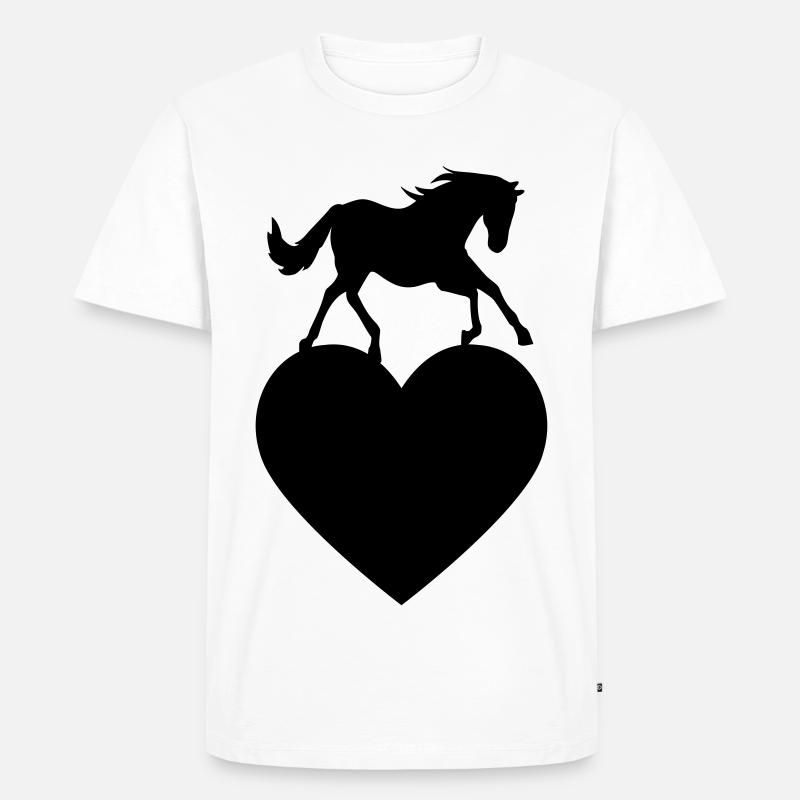 Pferd mit Herz - Männer Premium Bio T-Shirt - Weiß