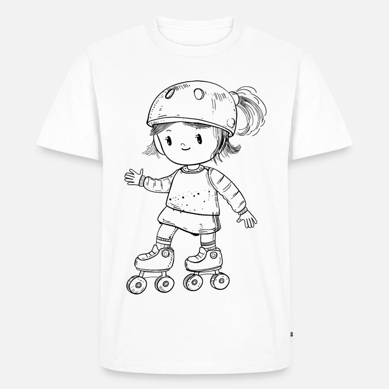 Rollschuhfahrerin Comic Look - Männer Premium Bio T-Shirt - Weiß
