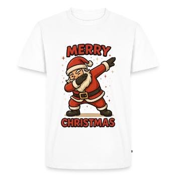 Tamponnement du motif du Père Noël Joyeux Noël - T-shirt Premium bio Homme - blanc - Devant - Nico (187cm)