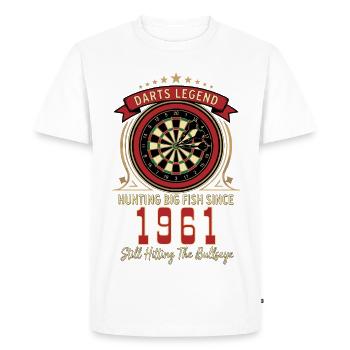 T-shirt Darts anniversaire 1961, Darts Legend Shirt - T-shirt Premium bio Homme - blanc - Devant - Nico (187cm)