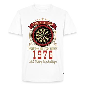 T-shirt Darts anniversaire 1976, Darts Legend Shirt - T-shirt Premium bio Homme - blanc - Devant - Nico (187cm)
