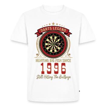 T-shirt Darts anniversaire 1996, T-shirt Darts Legend - T-shirt Premium bio Homme - blanc - Devant - Nico (187cm)