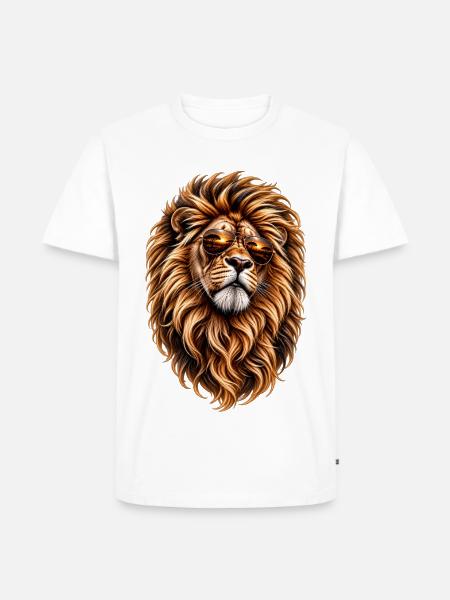 Löwenstark – Wilder Charakter - Männer Premium Bio T-Shirt - Weiß