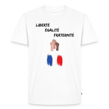 Liberté égalité fraternité - T-shirt Premium bio Homme - blanc - Devant - Nico (187cm)