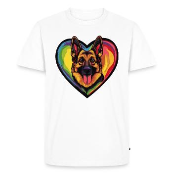 Berger Allemand Chien Coeur Amour - T-shirt Premium bio Homme - blanc - Devant - Nico (187cm)