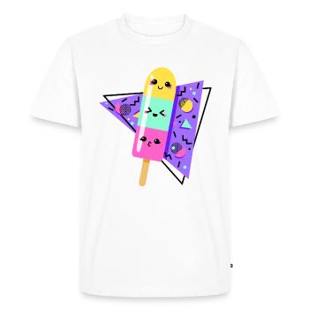 Kawaii Multicolored Ice Cream Retro 80s Style - Men's Premium Organic T-Shirt - white - Front - Nico (187cm)