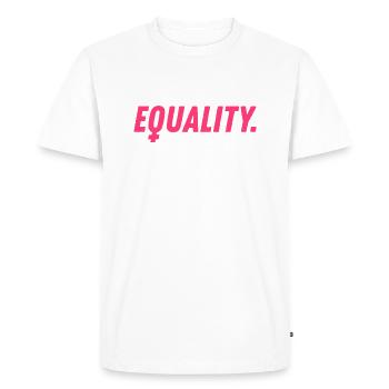 Droits égaux Femmes Shirt Féminisme Pouvoir - T-shirt Premium bio Homme - blanc - Devant - Nico (187cm)