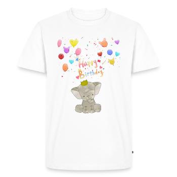 Baby Elephant Birthday Joyeux anniversaire - T-shirt Premium bio Homme - blanc - Devant - Nico (187cm)