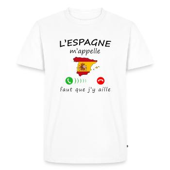 L'Espagne m'appelle de la collection "appel" - T-shirt Premium bio Homme - blanc - Devant - Nico (187cm)