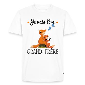 Je vais être grand-frère - futur grand frère - T-shirt Premium bio Homme - blanc - Devant - Nico (187cm)