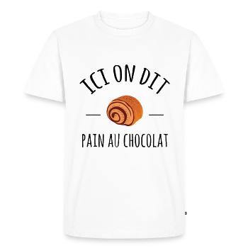 Ici on dit pain au chocolat - T-shirt Premium bio Homme - blanc - Devant - Nico (187cm)