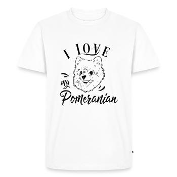 J'aime mon poméranien - T-shirt Premium bio Homme - blanc - Devant - Nico (187cm)
