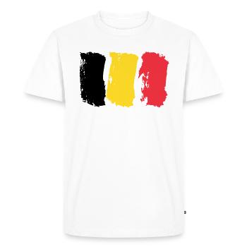 Belgique Drapeau / Brosse - T-shirt Premium bio Homme - blanc - Devant - Nico (187cm)