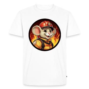 Firefighter Mouse - Men's Premium Organic T-Shirt - white - Front - Nico (187cm)