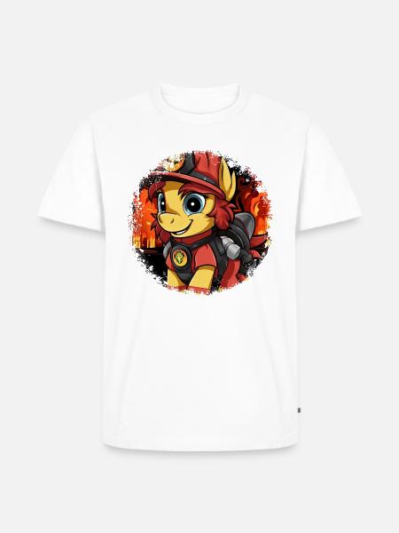 Feuerwehr Pony - Männer Premium Bio T-Shirt - Weiß