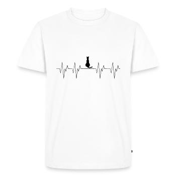 Chat Chat Heartbeat Heartbeat Animaux Amour Amour à - T-shirt Premium bio Homme - blanc - Devant - Nico (187cm)