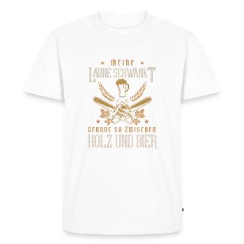 Wood and Beer Whimsy Chainsaw Woodsman - Men's Premium Organic T-Shirt - white - Front - Nico (187cm)