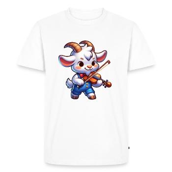 Chèvre mignonne jouant de la musique de ferme de violon - T-shirt Premium bio Homme - blanc - Devant - Nico (187cm)