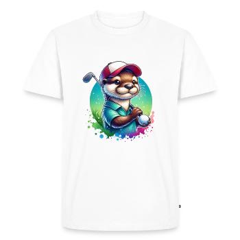 Drôle de loutre Golf Golfeur Golf - T-shirt Premium bio Homme - blanc - Devant - Nico (187cm)