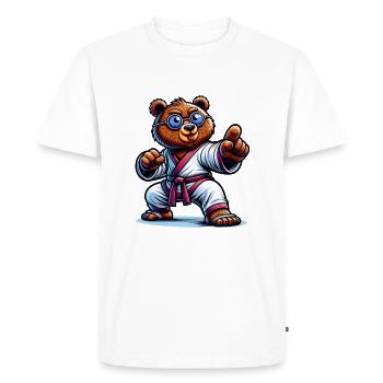 Karate Bear in Action with Glasses - Men's Premium Organic T-Shirt - white - Front - Nico (187cm)