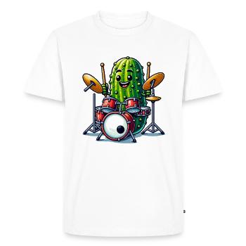 Drôle de concombre batteur Player Art - T-shirt Premium bio Homme - blanc - Devant - Nico (187cm)