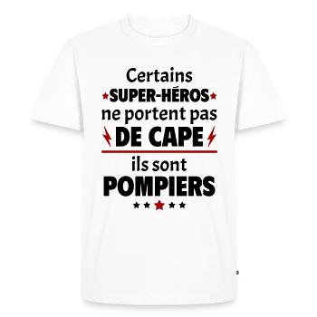 Certains super-héros sont pompiers, cadeau noël - T-shirt Premium bio Homme - blanc - Devant - Nico (187cm)