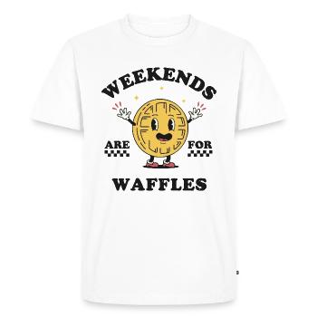 Weekends Are For Waffles - Men's Premium Organic T-Shirt - white - Front - Nico (187cm)