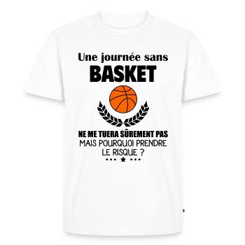 Une journée sans basket, basketteur, noël - T-shirt Premium bio Homme - blanc - Devant - Nico (187cm)