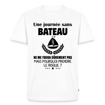 Une journée sans bateau, capitaine, noël - T-shirt Premium bio Homme - blanc - Devant - Nico (187cm)