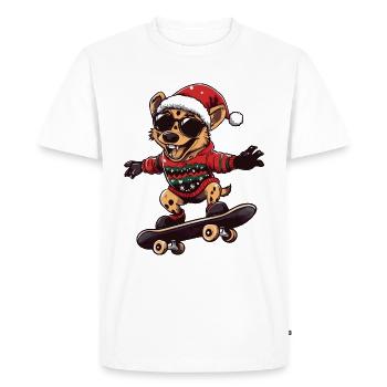 Hyène Noël drôle - T-shirt Premium bio Homme - blanc - Devant - Nico (187cm)