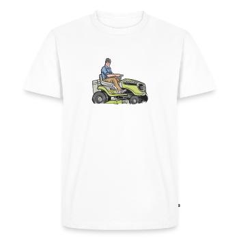 Lawn Mowing Tractor - We Ride At Dawn - Men's Premium Organic T-Shirt - white - Front - Nico (187cm)