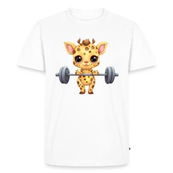 Exercice girafe, Fitness Animal Design - T-shirt Premium bio Homme - blanc - Devant - Nico (187cm)