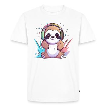 Cute Party Sloth Dj Techno Sloth - Men's Premium Organic T-Shirt - white - Front - Nico (187cm)