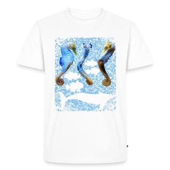 Hippocampe Dansant, Naturel, Poisson, Dauphin - T-shirt Premium bio Homme - blanc - Devant - Nico (187cm)