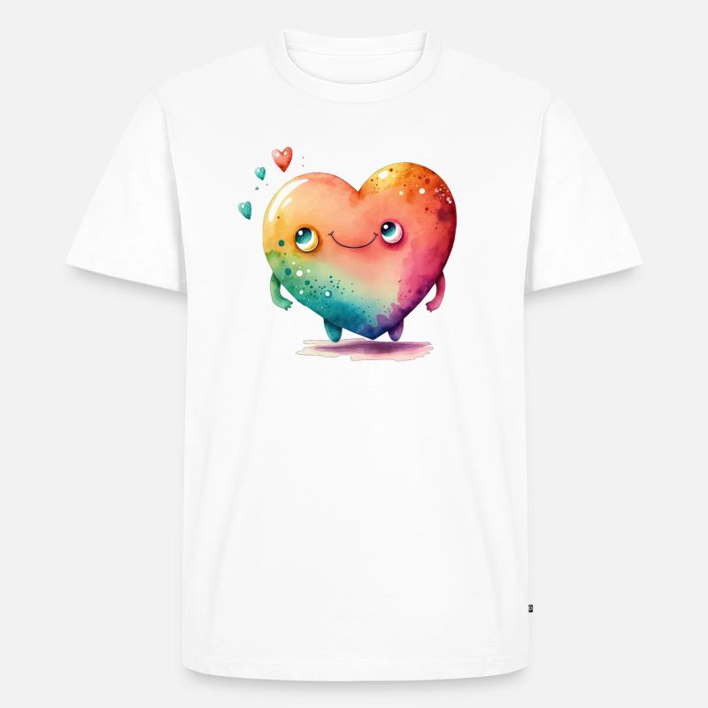Süßes Herz - Männer Premium Bio T-Shirt - Weiß