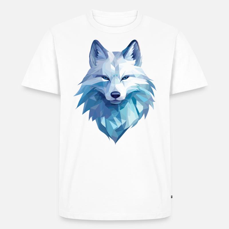 Polarfuchs im Polygon Stil - Männer Premium Bio T-Shirt - Weiß