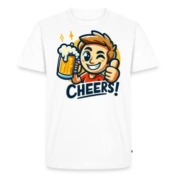 Cheers Cartoon Beer Mug Celebration - Men's Premium Organic T-Shirt - white - Front - Nico (187cm)
