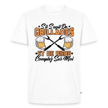 Cadeau Homme Drôle Barbecue Et Bière - T-shirt Premium bio Homme - blanc - Devant - Nico (187cm)