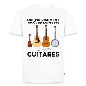 Humour Guitare Cadeau Drôle Homme Ou Femme - T-shirt Premium bio Homme - blanc - Devant - Nico (187cm)