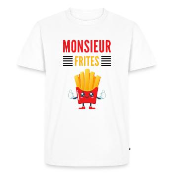 Monsieur Frites - T-shirt Premium bio Homme - blanc - Devant - Nico (187cm)