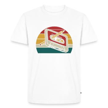 Nineties Music - Cassette with Pencil - Men's Premium Organic T-Shirt - white - Front - Nico (187cm)