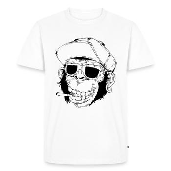 Monkey Smoke - Men's Premium Organic T-Shirt - white - Front - Nico (187cm)