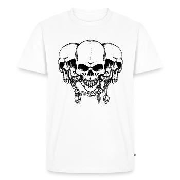 Tête de mort, têtes de mort Avec chaînes - T-shirt Premium bio Homme - blanc - Devant - Nico (187cm)
