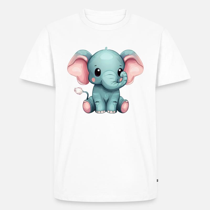 Süßer Sitzender Grauer Elefant - Männer Premium Bio T-Shirt - Weiß