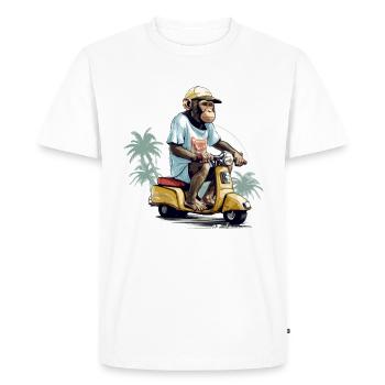 Kiki le singe au scooter - T-shirt Premium bio Homme - blanc - Devant - Nico (187cm)